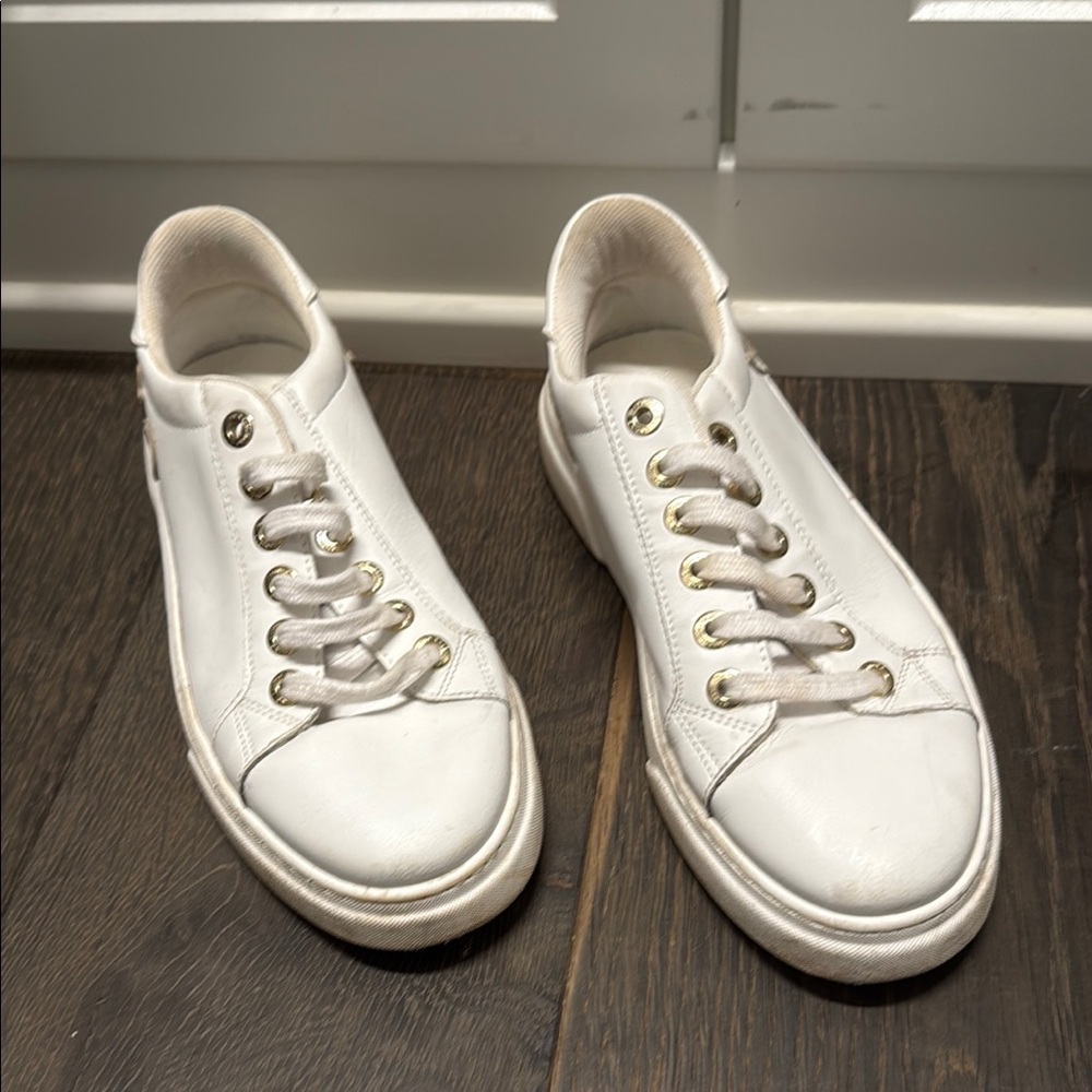 Valentino White and Gold Sneakers Classic Low-Top Design